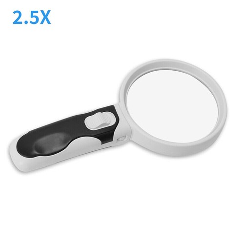 2.5X/5X/16X Handheld Zoomer Magnifier Reading Magnifying Glass Loupe 2LED Lights - Picture 4 of 11