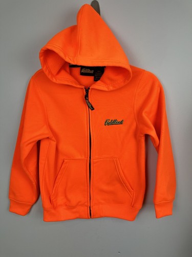 Fieldline Jacket Boys Medium Blaze Safety Orange Fleece Coat Full Zip Hooded DQ
