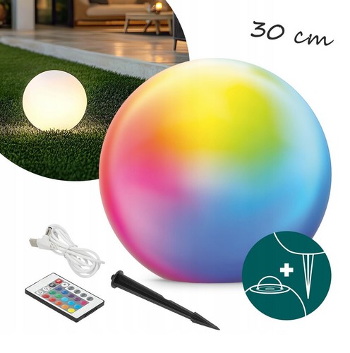 Gartenkugel Kugelleuchte Solar 3000K+RGB Garden Ball 230V E27 IP65 Garten Lampe - Bild 11 von 14