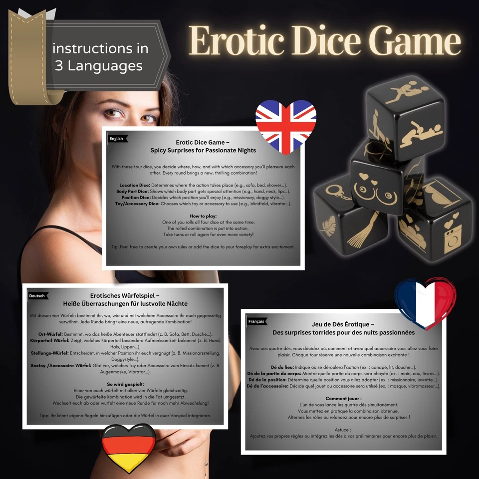 Erotik Spiel Paarspiel Würfelspiel Sexspiel für Paare Pärchen Komplettset - Bild 2 von 4
