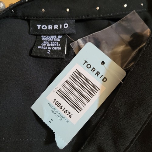 Nueva Blusa Torrida Top Negro Perla Perlas Cuentas Adornada Carrera Talla 2 2X - Imagen 8 de 9