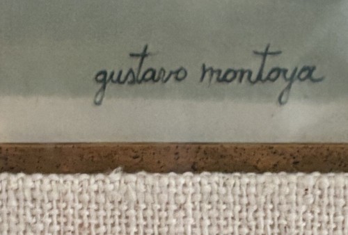 Vintage Gustavo Montoya Girl Sitting With White Flowers, Framed Art - Picture 5 of 7