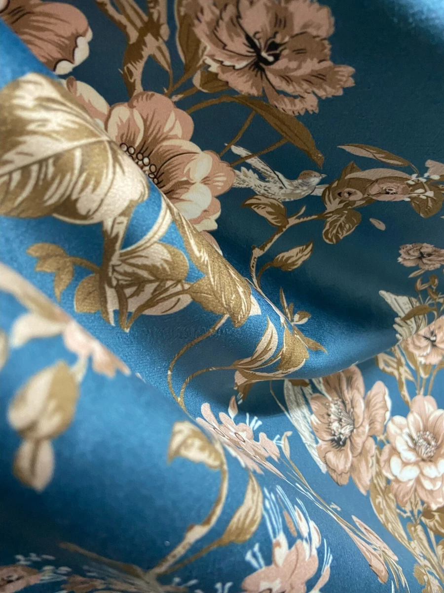 Floral Print Velvet Microfiber Fabric 54" Wide Upholstery Window Craft - By Yard
