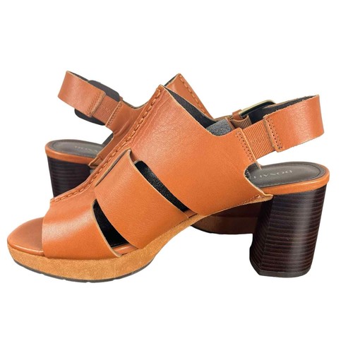 DONALD PLINER GENEVA BLOCK HEELED LEATHER SANDAL IN BROWN NWOB WOMEN'S SIZE 9.5 - Picture 9 of 14