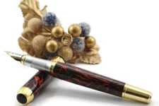 OPTIMA ORANGE FLAMES FINE QUALITY FOUNTAIN PEN PEN 3196A