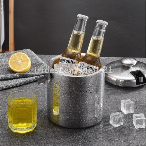 1.3L Stainless Steel Double Wall Ice Bucket+Handle+Insulated Lid & Ice Tongs AUS - Picture 6 of 9
