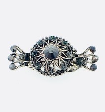 PROM Vintage Hair Claw Clip Jaw Hairpin use Swarovski Crystal Elegant Dark Gray