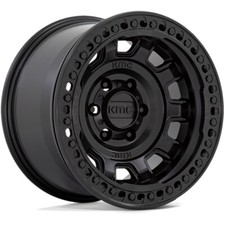 17x9 -38 KMC KM236 Tank Beadlock 8x6.5 Satin Black Wheels (Set of 4)
