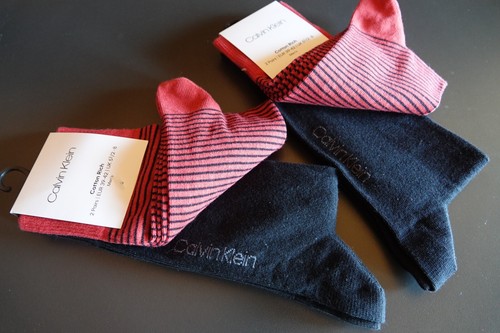 Strümpfe Socken 4 Paar CALVIN KLEIN Logo schwarz & rot gestreift 39-42 - Bild 10 von 12