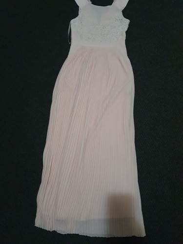 Ted Baker revisable Nude/Pale Pink Lace Pleated Long Dress Size 1 uk 8 - Picture 11 of 11