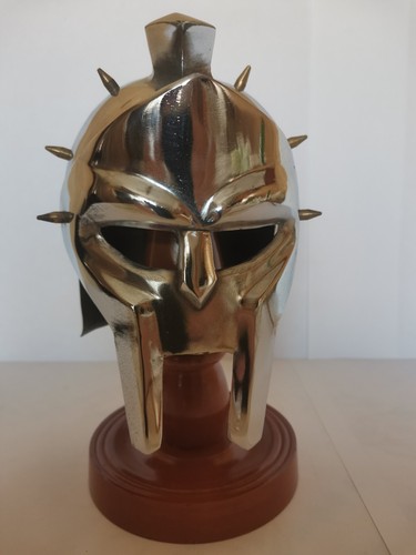 Mini casco medievale romano greco gladiatore crociato normanno da tavolo - New - Foto 5 di 11