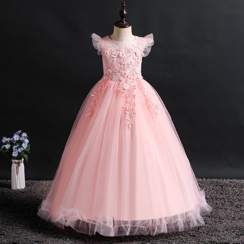 Kids Girls Ball Gown Dress Wedding Princess Bridesmaid Party Birthday Pageant - Picture 3 of 41
