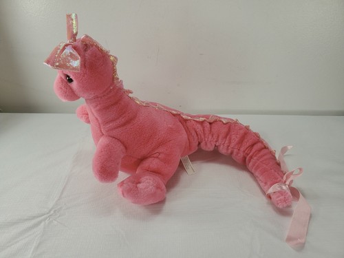 Vintage 1997 AVON Pink Plush Dragon Dino~ 12" Stuffed Animal Metallic - Picture 2 of 7