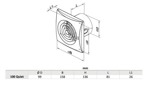 Abluft Ventilator Bewegungssensor 100 mm Rohr Kanal Quiet Wand Lüfter Bad Küche - Afbeelding 3 van 3