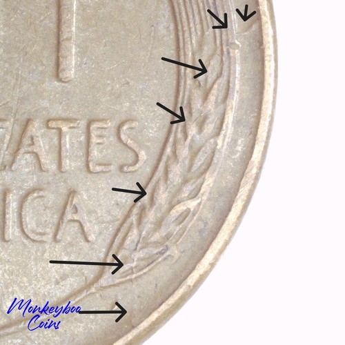 1955 Lincoln Wheat Cent - Pre Cud Die Crack PC-1c-1955-01R - Rare Error Coin - Picture 1 of 6