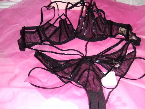 AGENT PROVOCATEUR SEXY JET BH 32D 34A 34B 36B & 4 LARGE OUVERT OFFEN SLIP NEU MIT ETIKETT - Bild 2 von 9