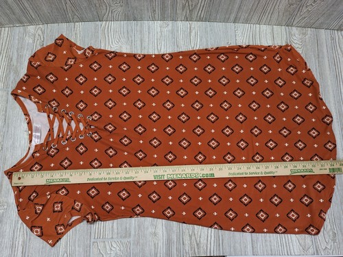 No Boundaries Dress XXL Orange Aztec Southwestern Liquid Knit T-shirt Boho Cozy - Picture 7 of 8