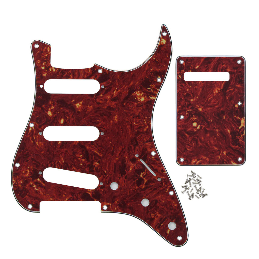 US Set ST Guitar Pickguard SSS 11-Hole & Back Plate Tremolo Cover - 30 Colors