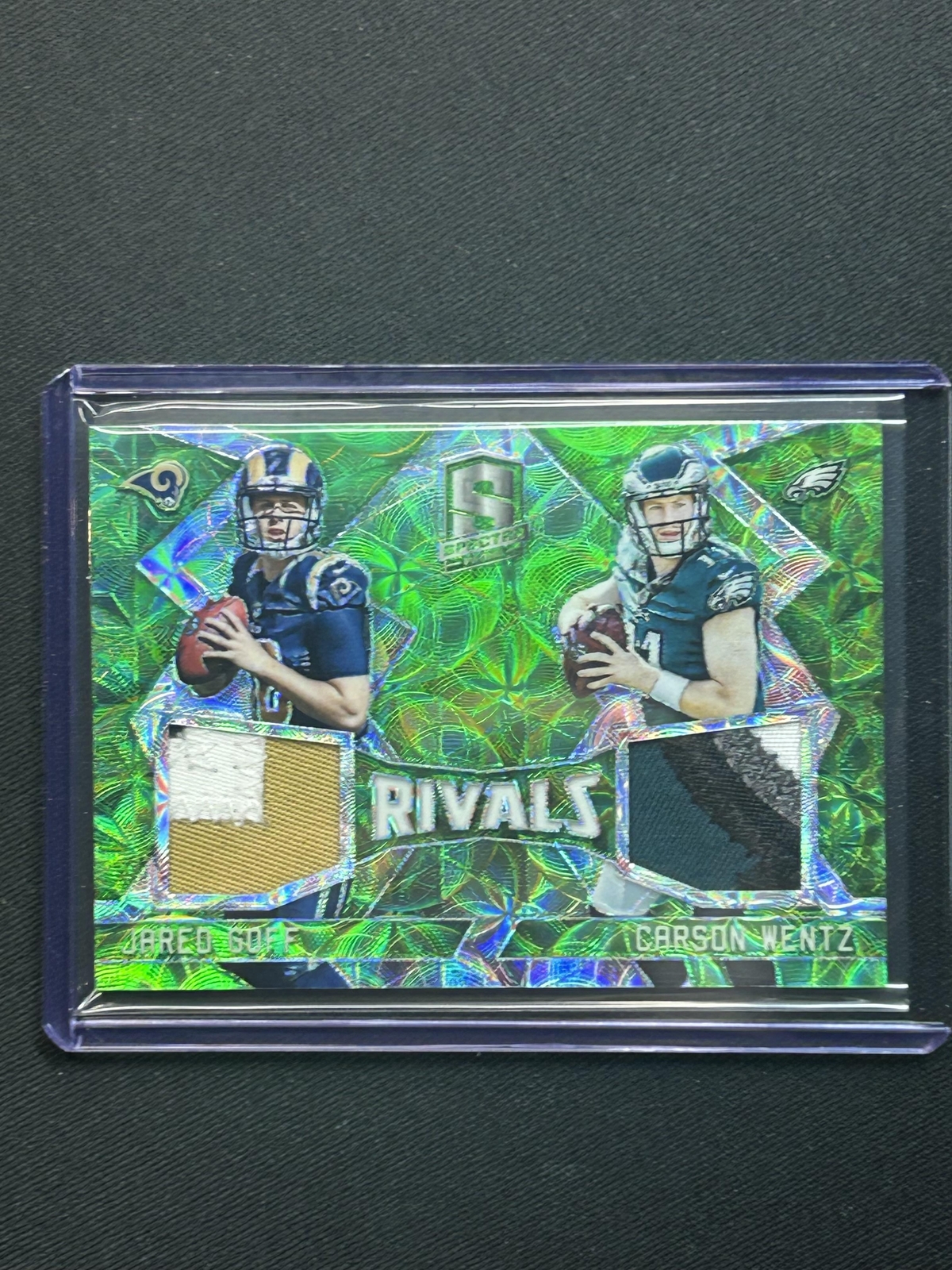 2016 Spectra #1 Jared Goff/Carson Wentz Rivals Relics Neon Green /25 RC ...