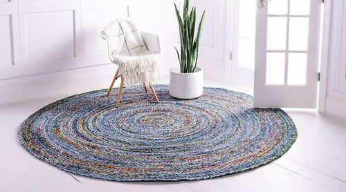 Carpet in Round Cotton Multi Braided Style Rustic Look Rug for Living Room - Picture 17 of 25