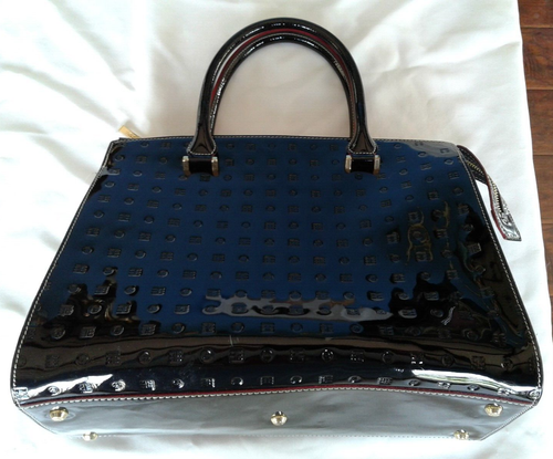 ARCADIA ITALY ~ ECHT LACK SCHWARZ LEDER TASCHE/GELDBÖRSE-PYTHON BESATZ ERWEITERBAR. - Bild 7 von 13