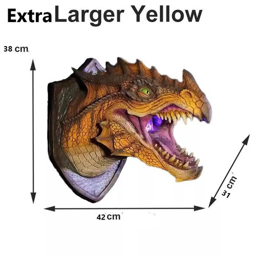 3D Drachenkopf Wand Skulptur LED Rauch Dinosaurier Wohndeko Statue Kunst/ - Bild 30 von 30