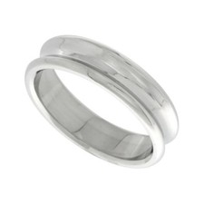 Stainless Steel Concave Polish Plain Wedding Band Ring 6mm Anillo de Banda