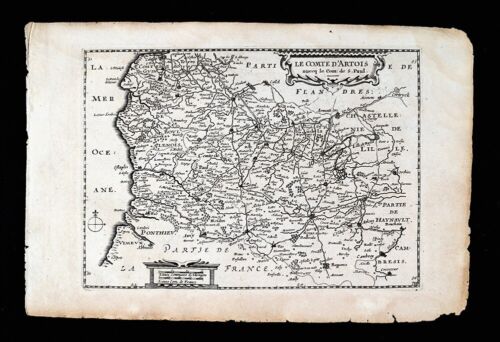 1696 J. Colom Map Comte D'Artois France St. Paul Arras Calais Lens Lille - Picture 1 of 5