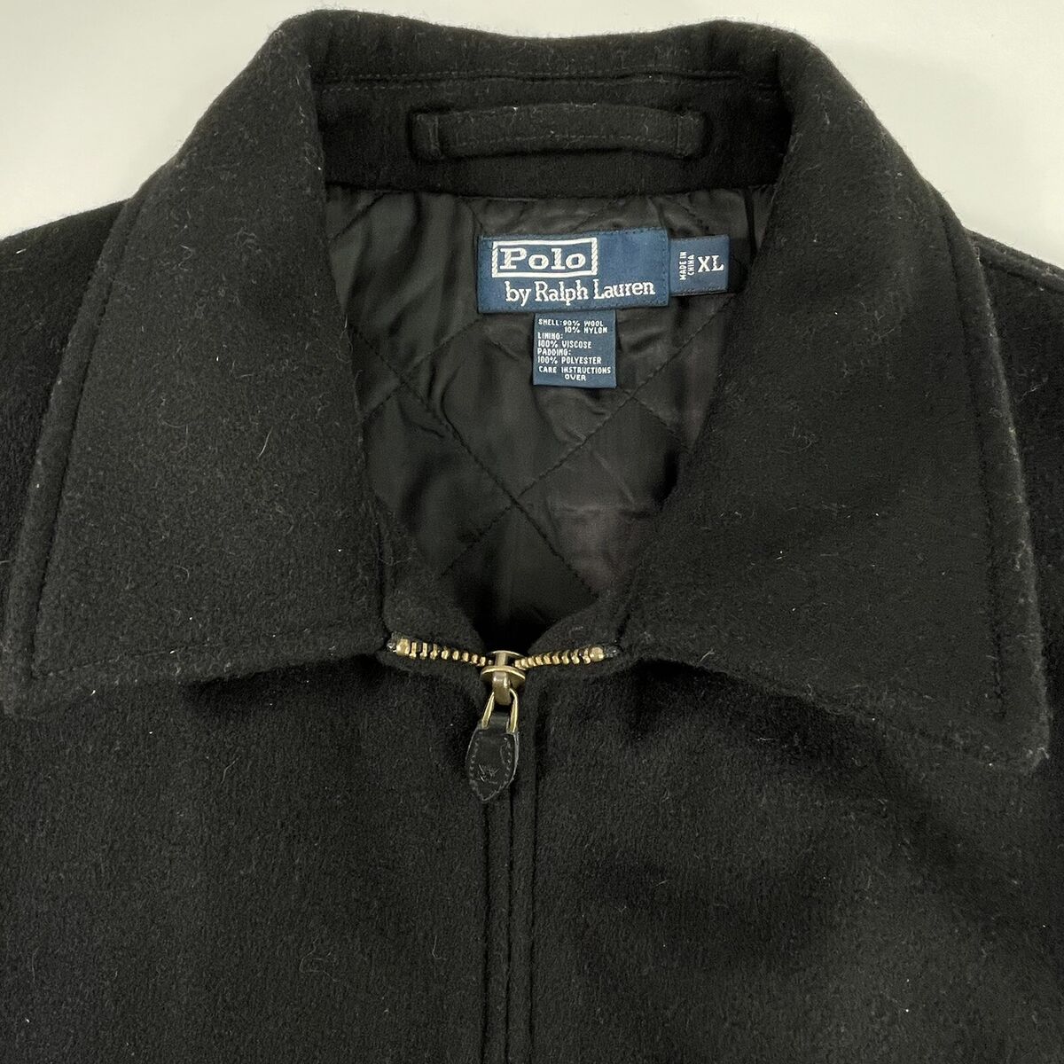 Polo Ralph Lauren Mens Black Wool Blend Quilted Side Buckle Polo Ralph Lauren Mens Black Wool Blend Quilted Side Buckle