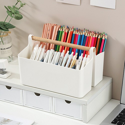 Stationery Pen Compartment Storage Box Wooden Handle Remote Control Storage Box - Bild 19 von 27