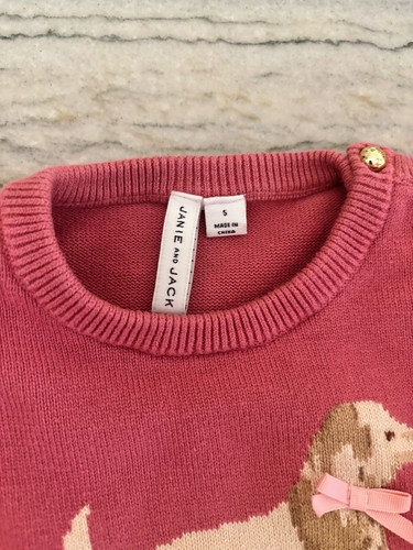 Janie and Jack Girls Mauve Pink Dog Ruffle Sweater Size 5 - Picture 3 of 9