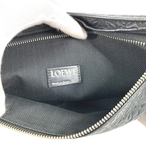 LOEWE Bolso Anagrama T Bolsa Bolso Clutch Cuero Negro - Imagen 8 de 11