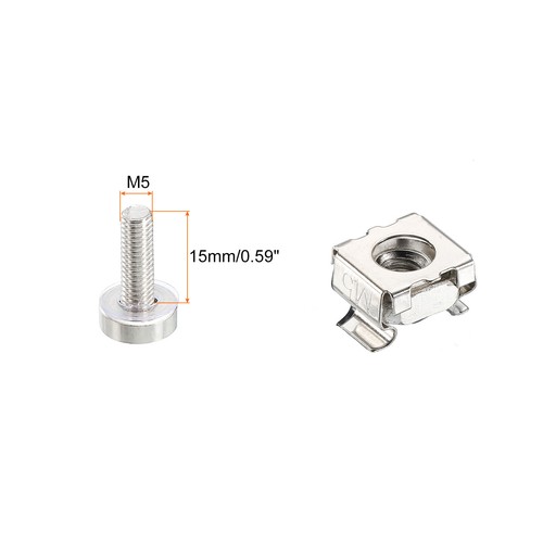 Grille Support Cage Écrous M5x15mm Montage Vis Fer Plaqué pour Grille 40 Set - Photo 2/6