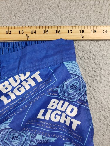 Bud Light Swim Trunks Men's Large Blue All Over Print Mesh Lining Pockets Casual - Picture 7 of 15