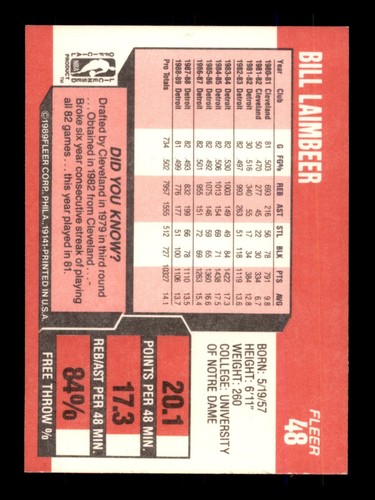 1989-90 FLEER BASKETBALL CARDS & STICKERS C DROP DOWN MENU 4 CARD U WILL RECEIVE - Picture 108 of 370