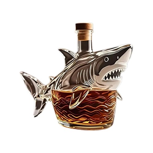 Hai Whisky Flasche Bleifrei Glas Hai Figuren Whisky Dekanter Unikat  - Bild 1 von 9