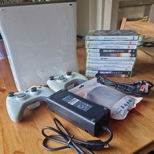 Xbox 360 Slim White Console Bundle 350GB - 2 Controller, 11Games, Tested Working