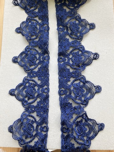 2 Yards Navy Blue Embroidered Ribbon Lace Trim/Sewing/Crafts/Lingerie/3" Wide - Picture 17 of 17