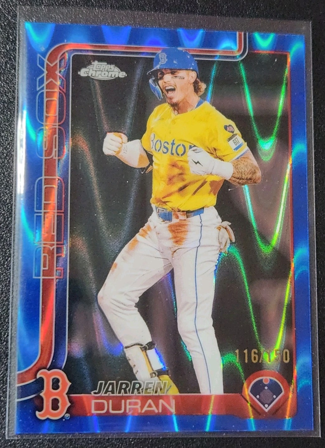 2025 Topps Chrome Jarren Duran #79 Blue RayWave Parallel /150 Boston Red Sox