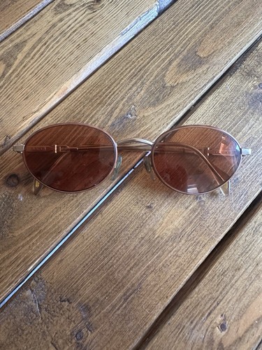 Vtg Gucci GG 49*13 7-1 Gold Stainless Round Eyeglasses Frames Only 130 Italy 90s - Picture 1 of 12