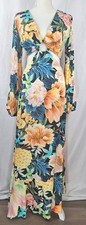 FARM Rio Tropical Floral Maxi Dress Cutout Ring Long Sleeve medium