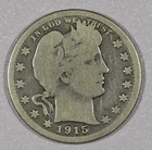 1915-S "Liberty Head" Barber Quarter Dollar Coin, Good