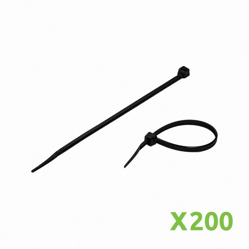 6 Inch Nylon UV Resistant Cable Wire Zip Tie 50 lbs - Black 200 Pack Lot Pcs Qty - Afbeelding 2 van 4
