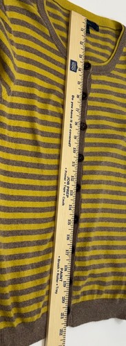 BODEN Size 12 Mustard Yellow / Purple Striped Cardigan Button Up Soft Knit - Picture 15 of 15