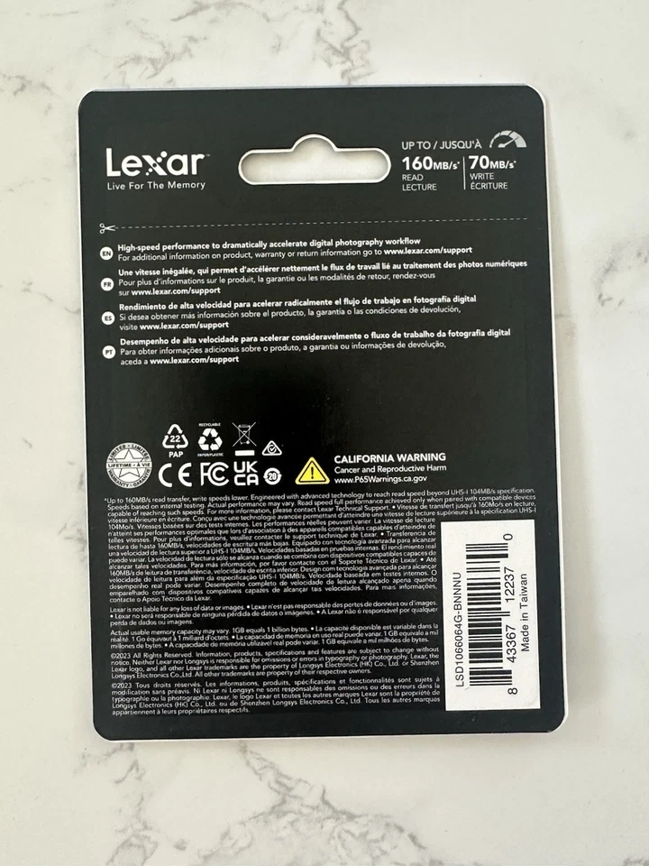 Lexar Professional 1066x 64GB SDXC UHS-I Memory Card NEW - Image 2 of 2