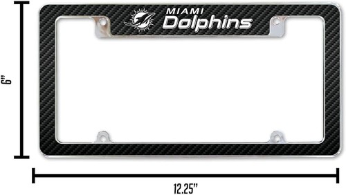 Miami Dolphins Metal License Plate Frame Chrome Tag Cover, 12x6 Inch - Picture 6 of 8