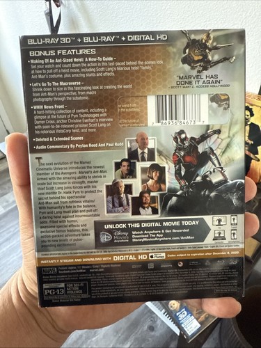 Ant-Man 3D Blu-ray, Blu-ray. W/slipcover. No Digital Copy. - Picture 3 of 4