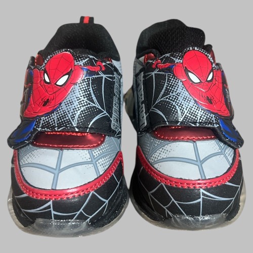 Marvel Spiderman Zapatos Niños Pequeños Talla 5 Iluminados Tenis Gancho Lazo Rojo Negro - Imagen 5 de 8