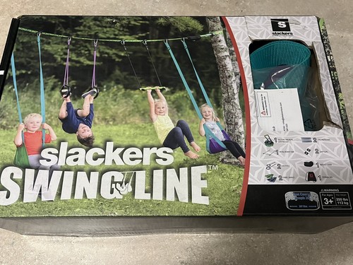 36' 5 Activity Playset Mesh Swing Monkey Bar Gym Ring Double Webbed Ninjaline - Picture 1 of 4