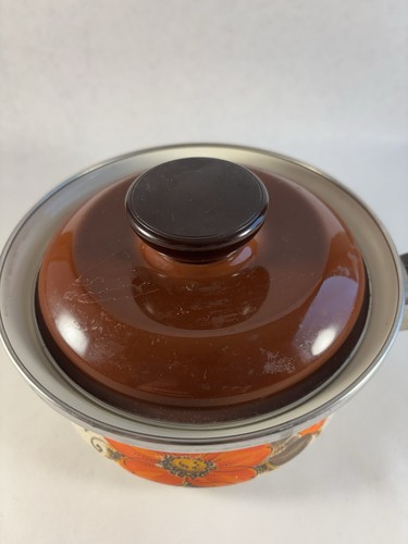 Vintage Sanko Ware Show Pans Cookware Saucepan With Lid Orange Poppies - Picture 5 of 9